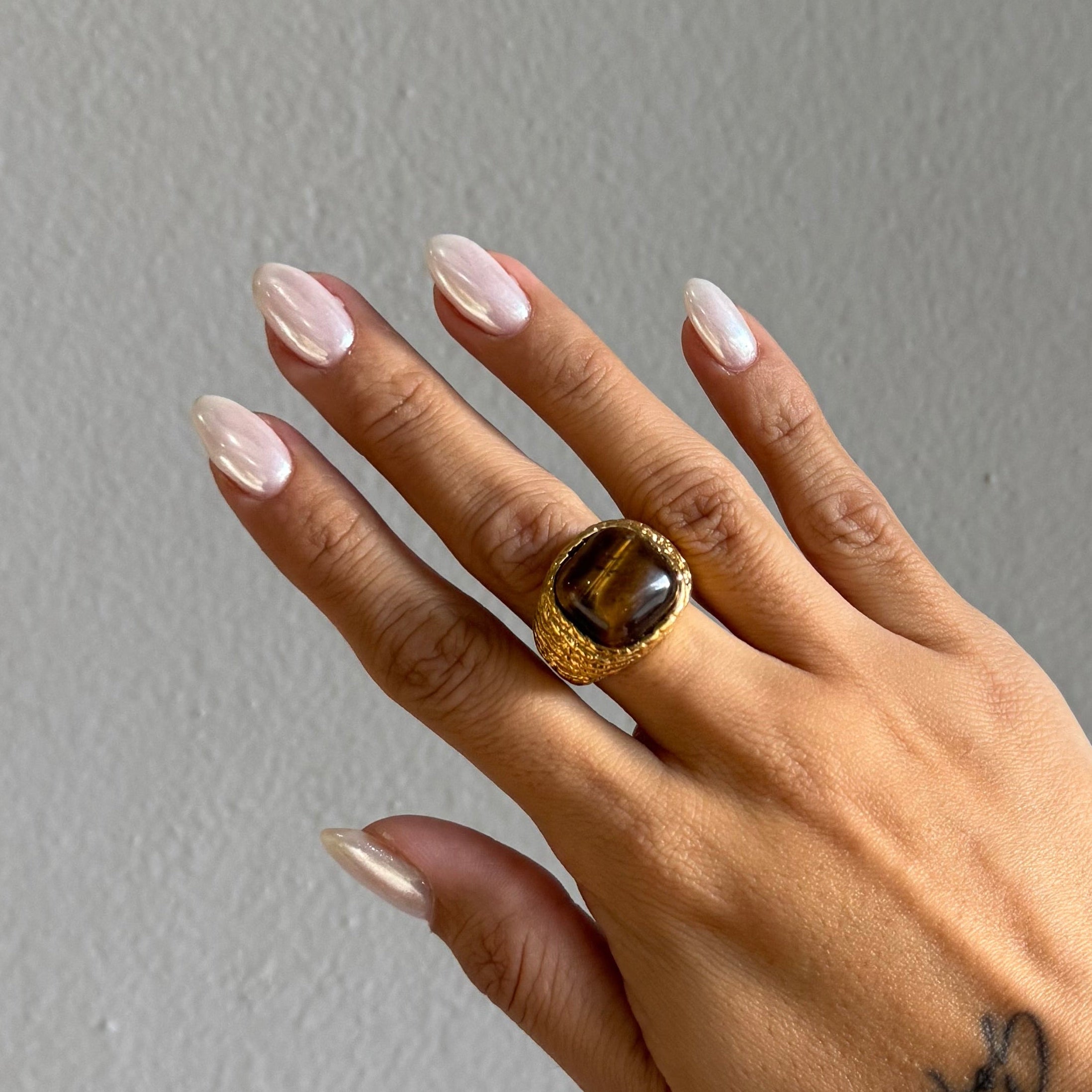 Anillo perla ámbar
