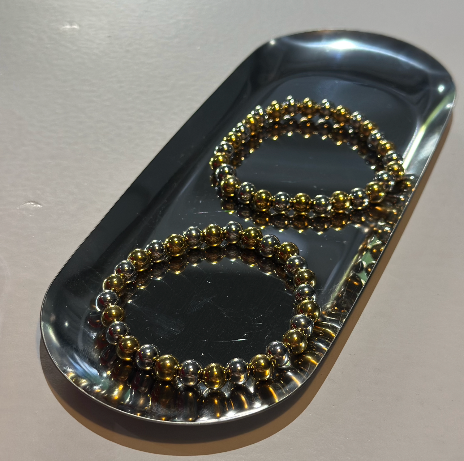 pulsera perlas bicolor