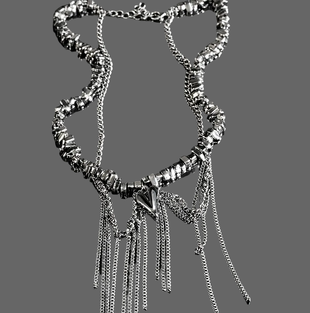 Collar corazón cadenas colgantes
